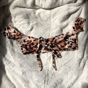 Leopard Swim Top w/ arm sleeves